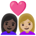 👩🏿‍❤️‍👩🏼 couple with heart: woman, woman, dark skin tone, medium-light skin tone display on Google